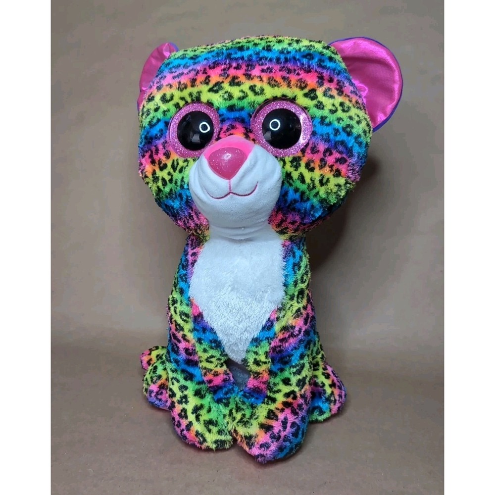 Ty‎ Beanie Boos Dotty 17" Plush Rainbow Leopard Rainbow Glitter TySilk